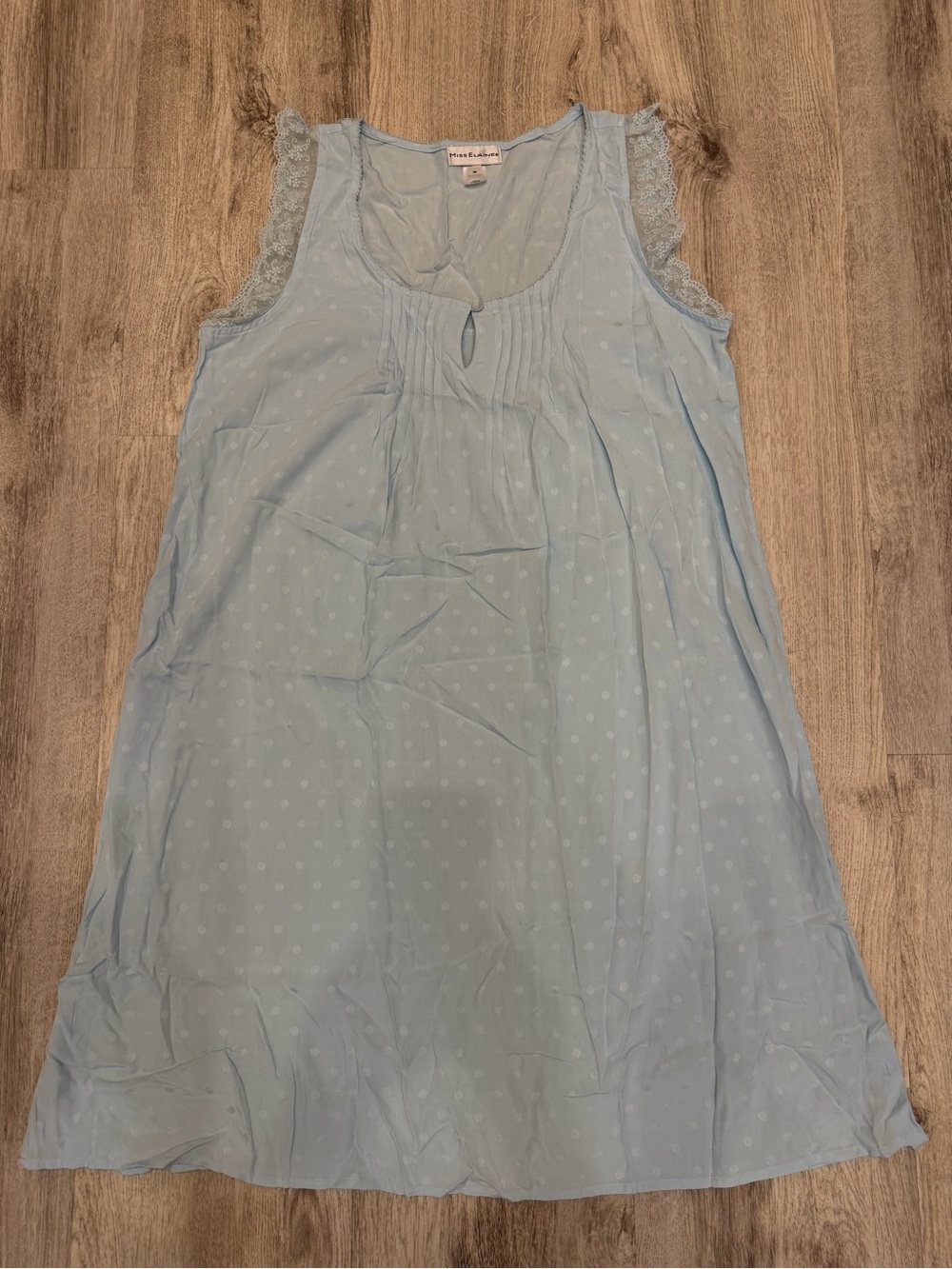 Miss Elaine Blue Lace Trim Nightgown Size M NWOT 100% Rayon